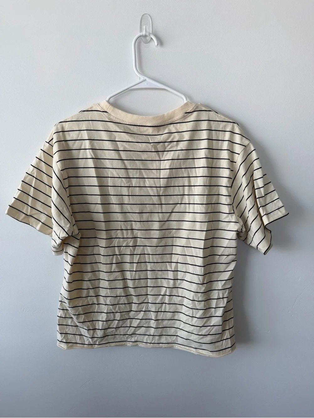 Bohme Cream & Black Striped Boxy Tee XS Casual Cotton Top - Picture 2 of 3